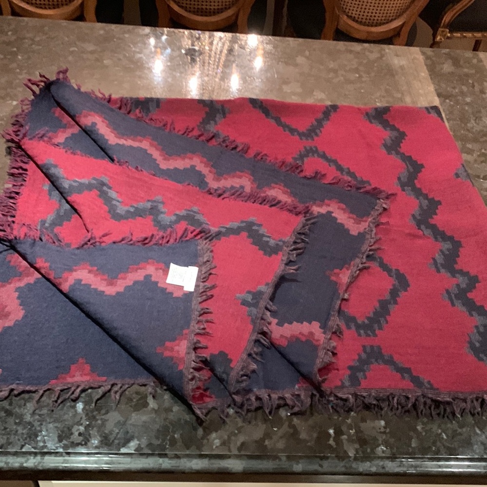 Aritzia navy/burg scarf